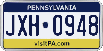 PA license plate JXH0948