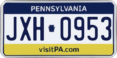 PA license plate JXH0953