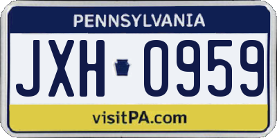 PA license plate JXH0959