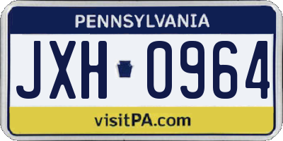PA license plate JXH0964