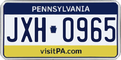 PA license plate JXH0965