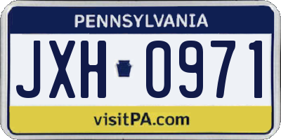 PA license plate JXH0971
