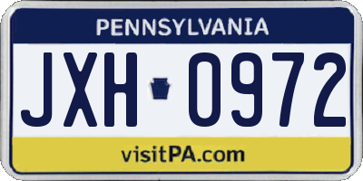 PA license plate JXH0972