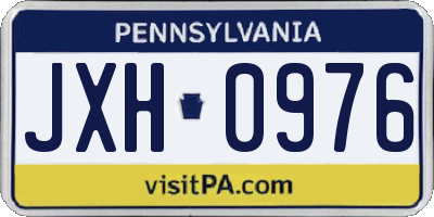 PA license plate JXH0976