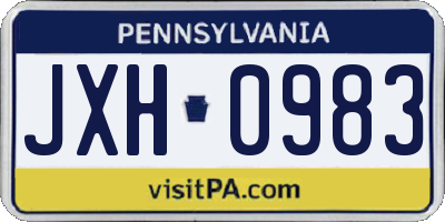 PA license plate JXH0983