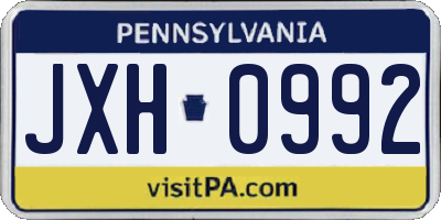 PA license plate JXH0992