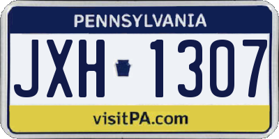 PA license plate JXH1307