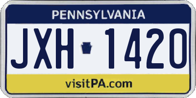 PA license plate JXH1420