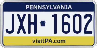 PA license plate JXH1602