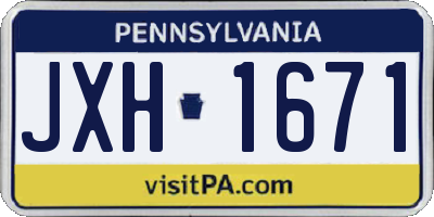 PA license plate JXH1671