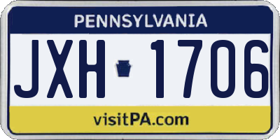 PA license plate JXH1706
