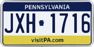 PA license plate JXH1716