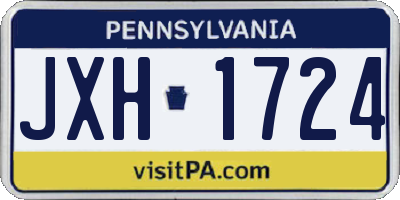 PA license plate JXH1724