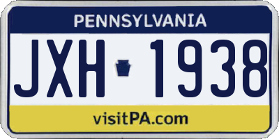 PA license plate JXH1938