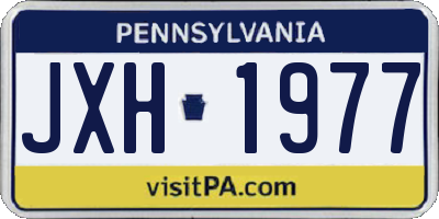 PA license plate JXH1977