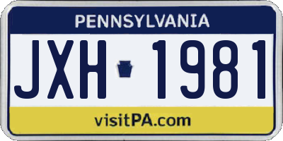 PA license plate JXH1981