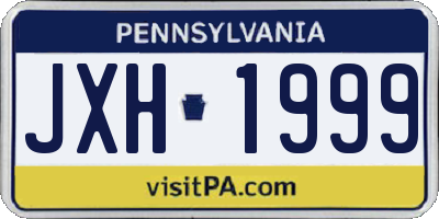 PA license plate JXH1999