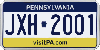 PA license plate JXH2001