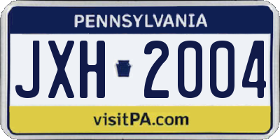 PA license plate JXH2004