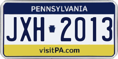 PA license plate JXH2013