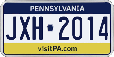 PA license plate JXH2014