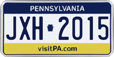 PA license plate JXH2015