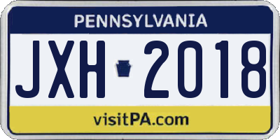 PA license plate JXH2018