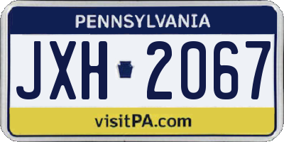 PA license plate JXH2067