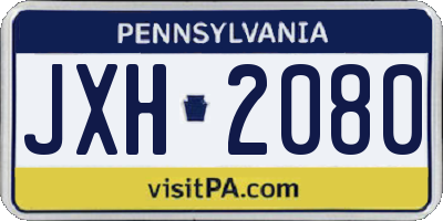 PA license plate JXH2080