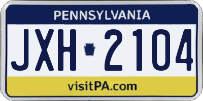 PA license plate JXH2104