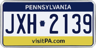 PA license plate JXH2139