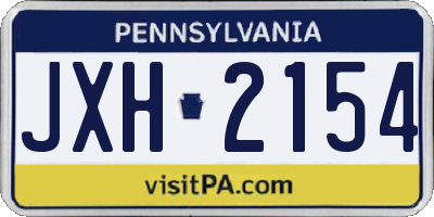 PA license plate JXH2154