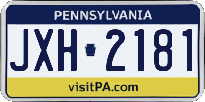 PA license plate JXH2181