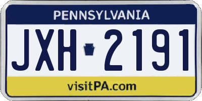 PA license plate JXH2191