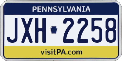 PA license plate JXH2258