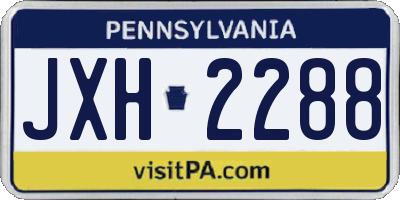 PA license plate JXH2288
