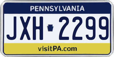 PA license plate JXH2299