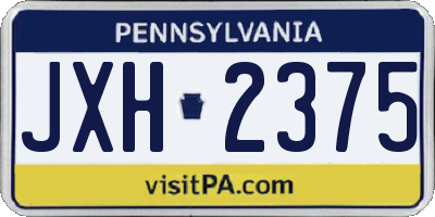PA license plate JXH2375