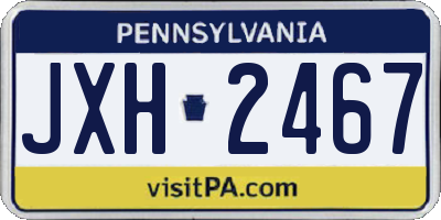 PA license plate JXH2467
