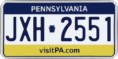 PA license plate JXH2551
