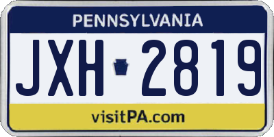 PA license plate JXH2819