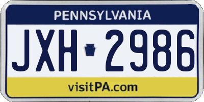 PA license plate JXH2986