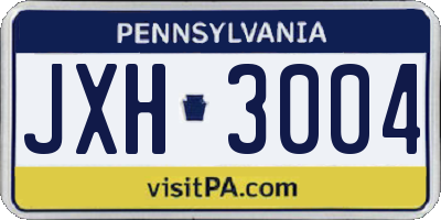 PA license plate JXH3004