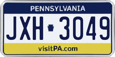 PA license plate JXH3049