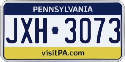 PA license plate JXH3073