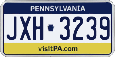PA license plate JXH3239