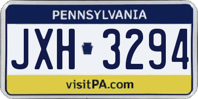 PA license plate JXH3294