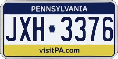PA license plate JXH3376