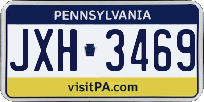 PA license plate JXH3469