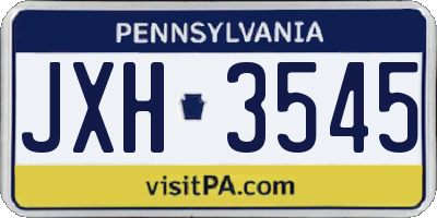 PA license plate JXH3545